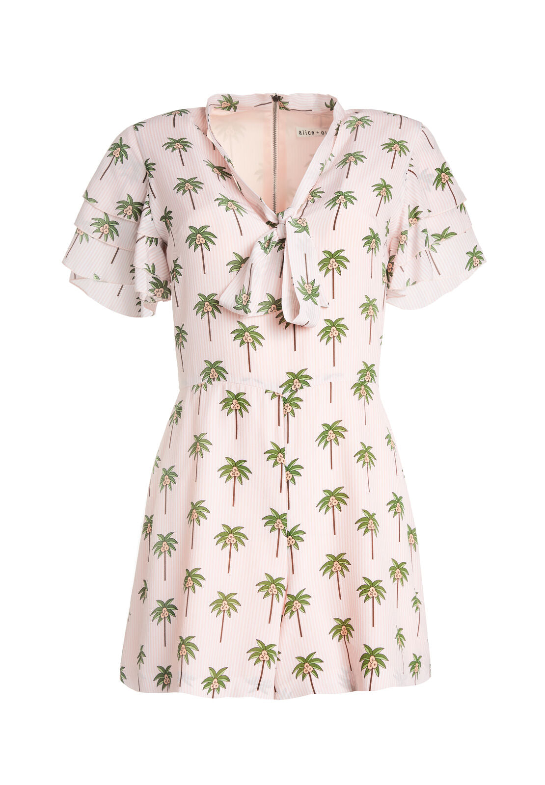 MACALL RUFFLE SHORT SLV ROMPER-ALICE + OLIVIA