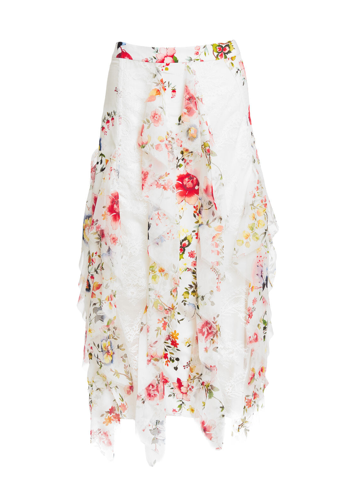 YULA GODET MIDI SKIRT-FLORAL SOIREE-SOFT WHITE-ALICE + OLIVIA