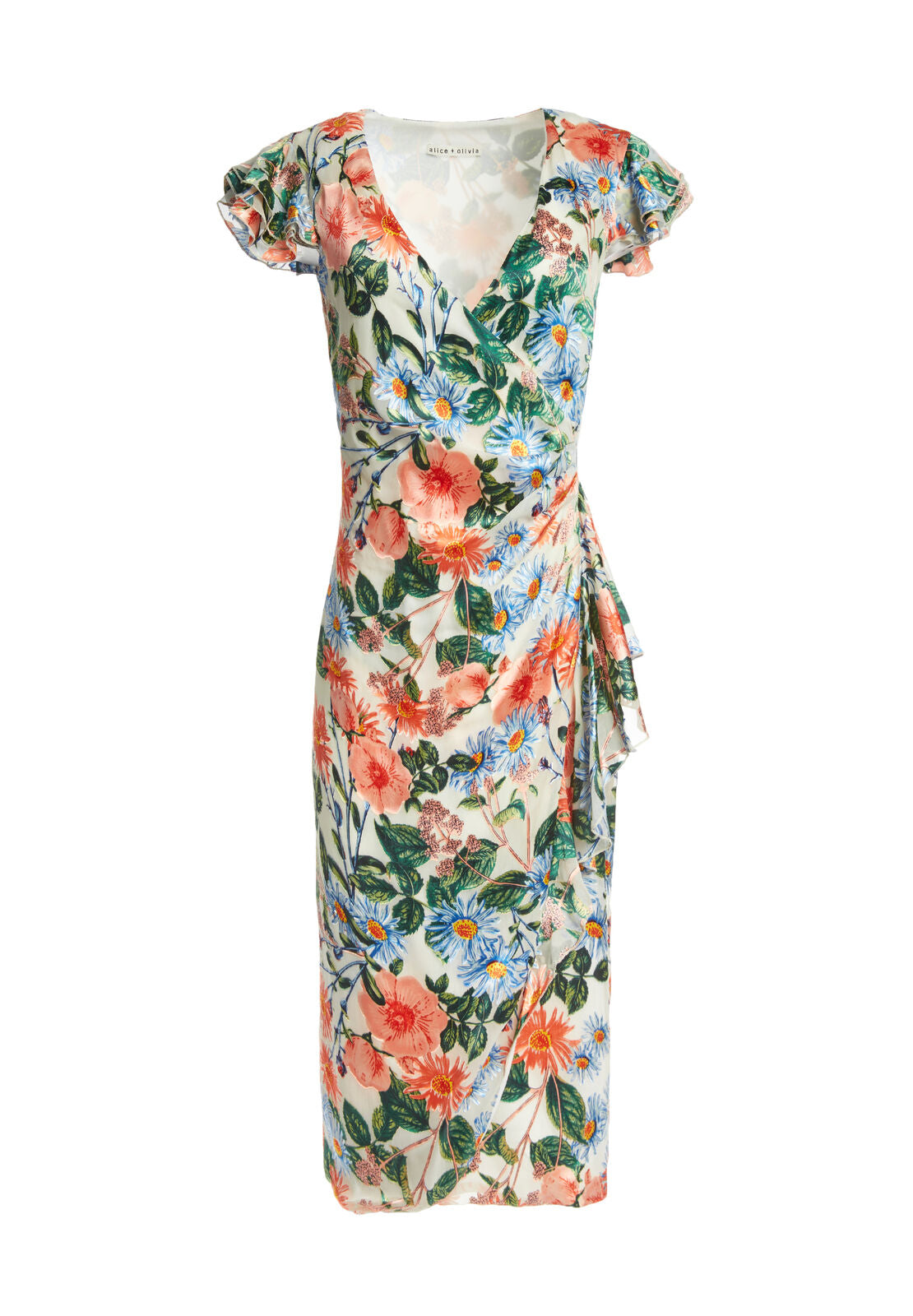 GARNET FLTTR SLV MIDLENGTH DRS-FLORAL FIELDS-ALICE + OLIVIA