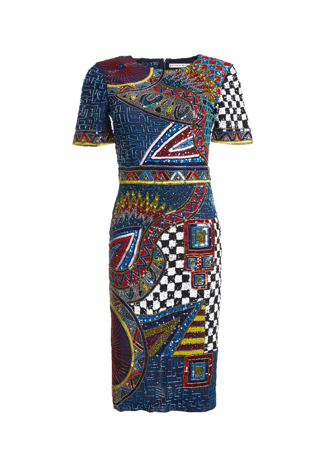 NAT EMBELL SS DRESS