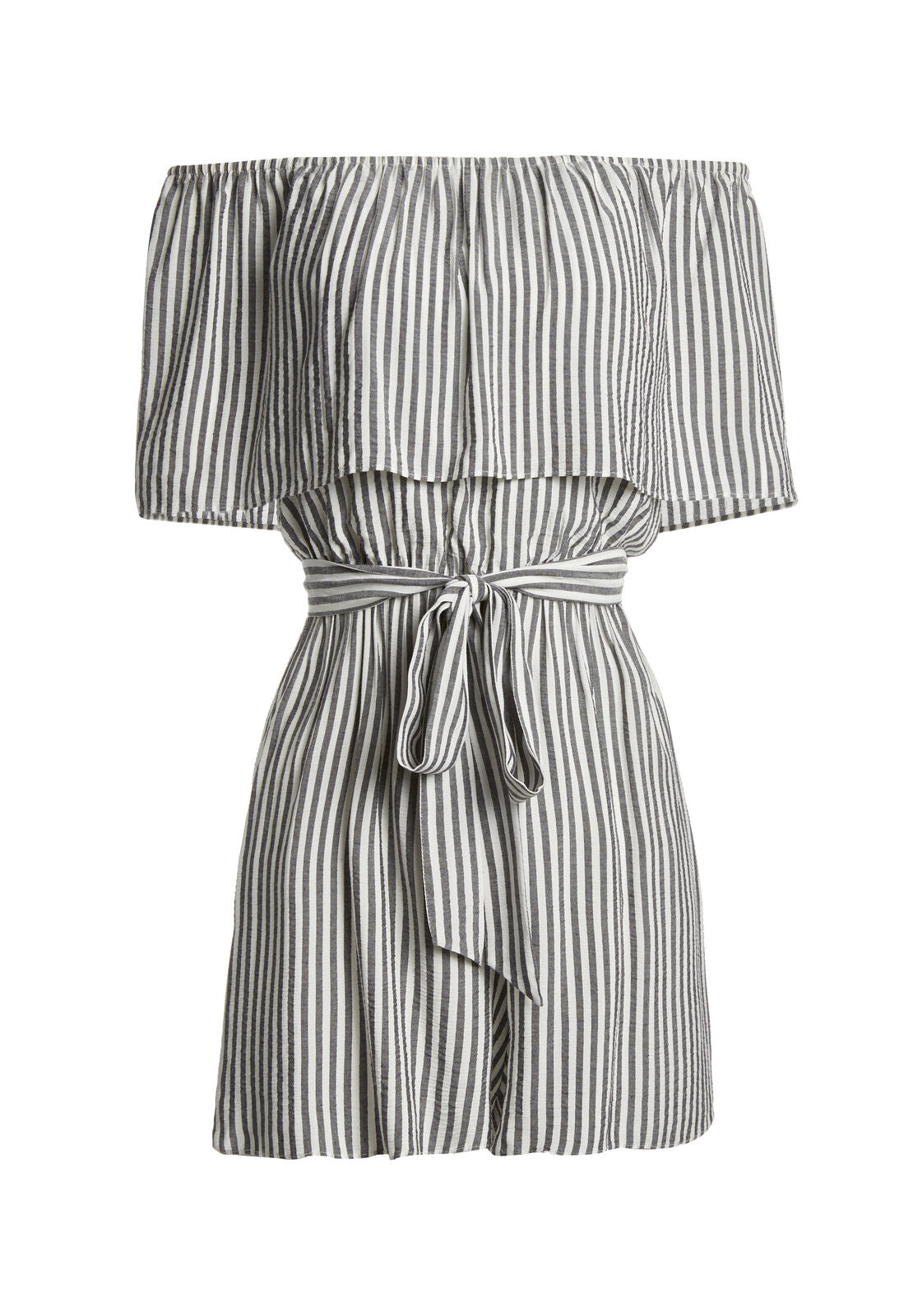 DORY OFF SHLDR RFFL RMPR TBLT-BLACK/WHITE-ALICE + OLIVIA