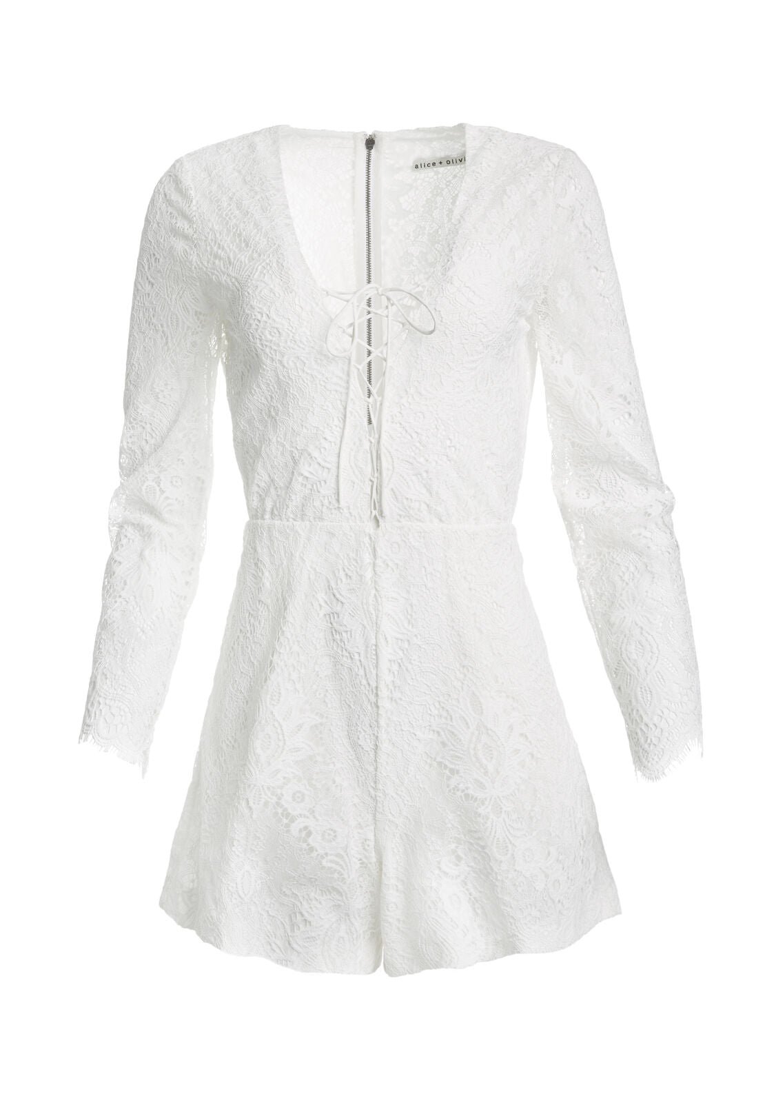 CLARKSON LACE UP ROMPER-OFF WHITE-ALICE + OLIVIA