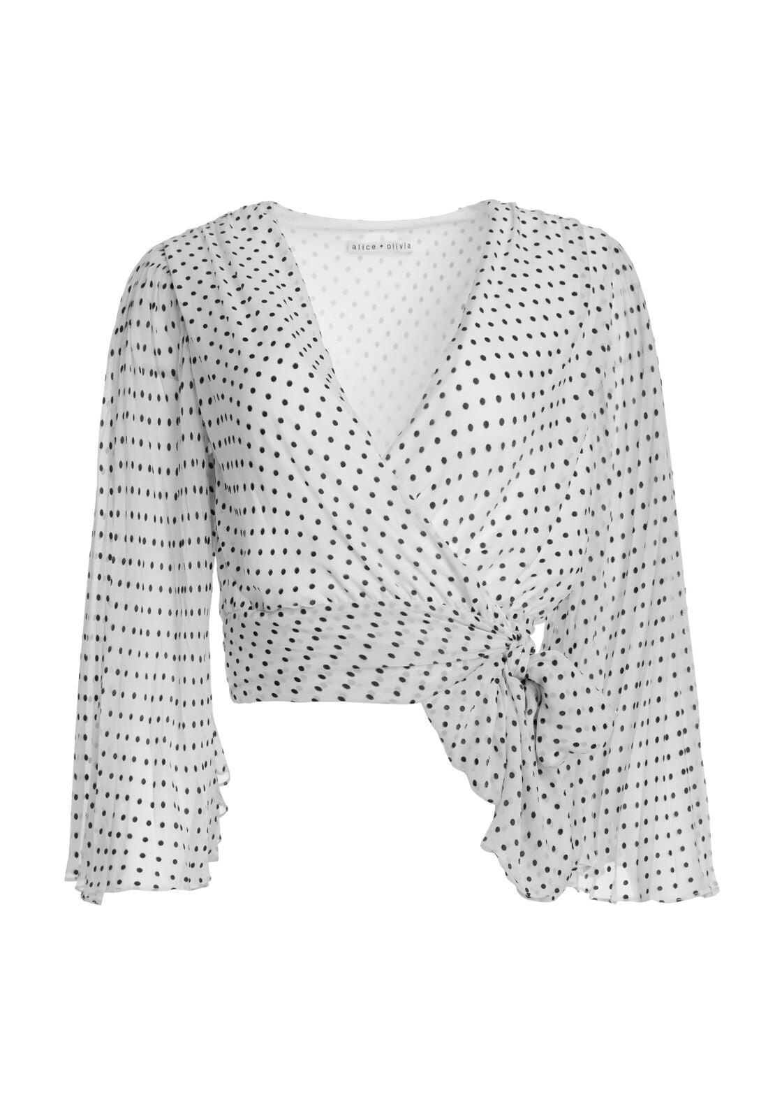 BRAY PLEAT SLV WRAP TOP-SOFT WHITE MONO DOT-SMALL-ALICE + OLIVIA