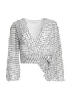 BRAY PLEAT SLV WRAP TOP-SOFT WHITE MONO DOT-SMALL-ALICE + OLIVIA