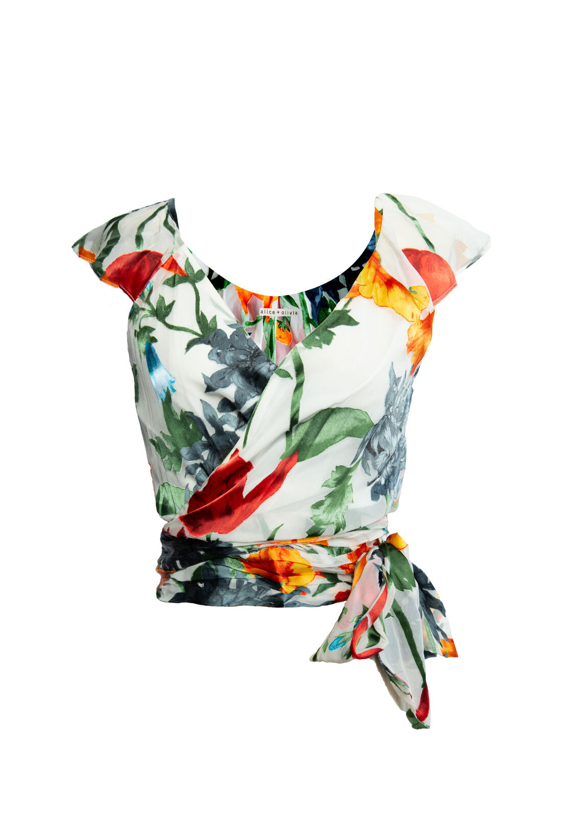 NICOLE WRAP CROP TOP-ALICE + OLIVIA