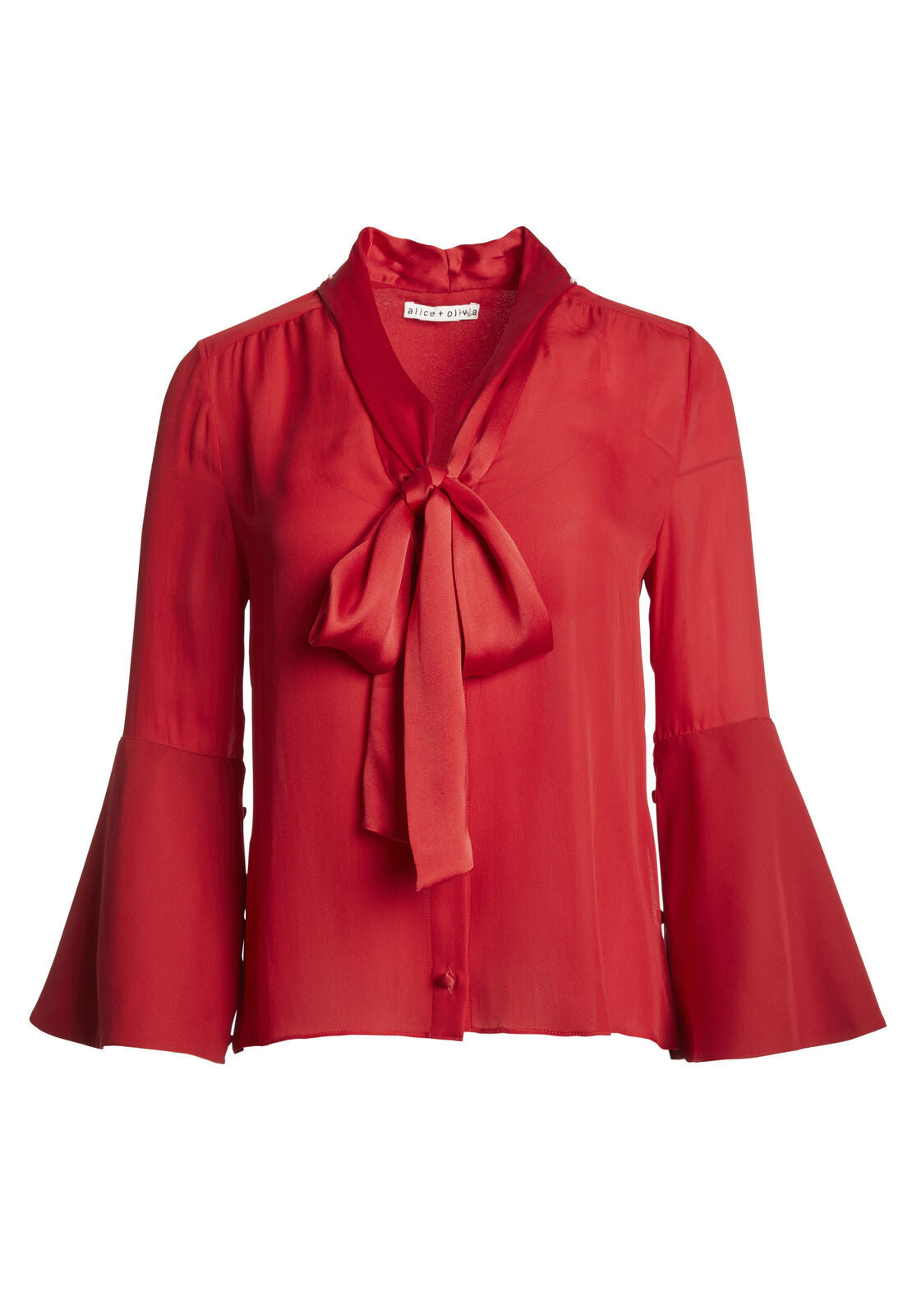 MERIDETH SLT SLV TIE NK BTNDWN-ALICE + OLIVIA