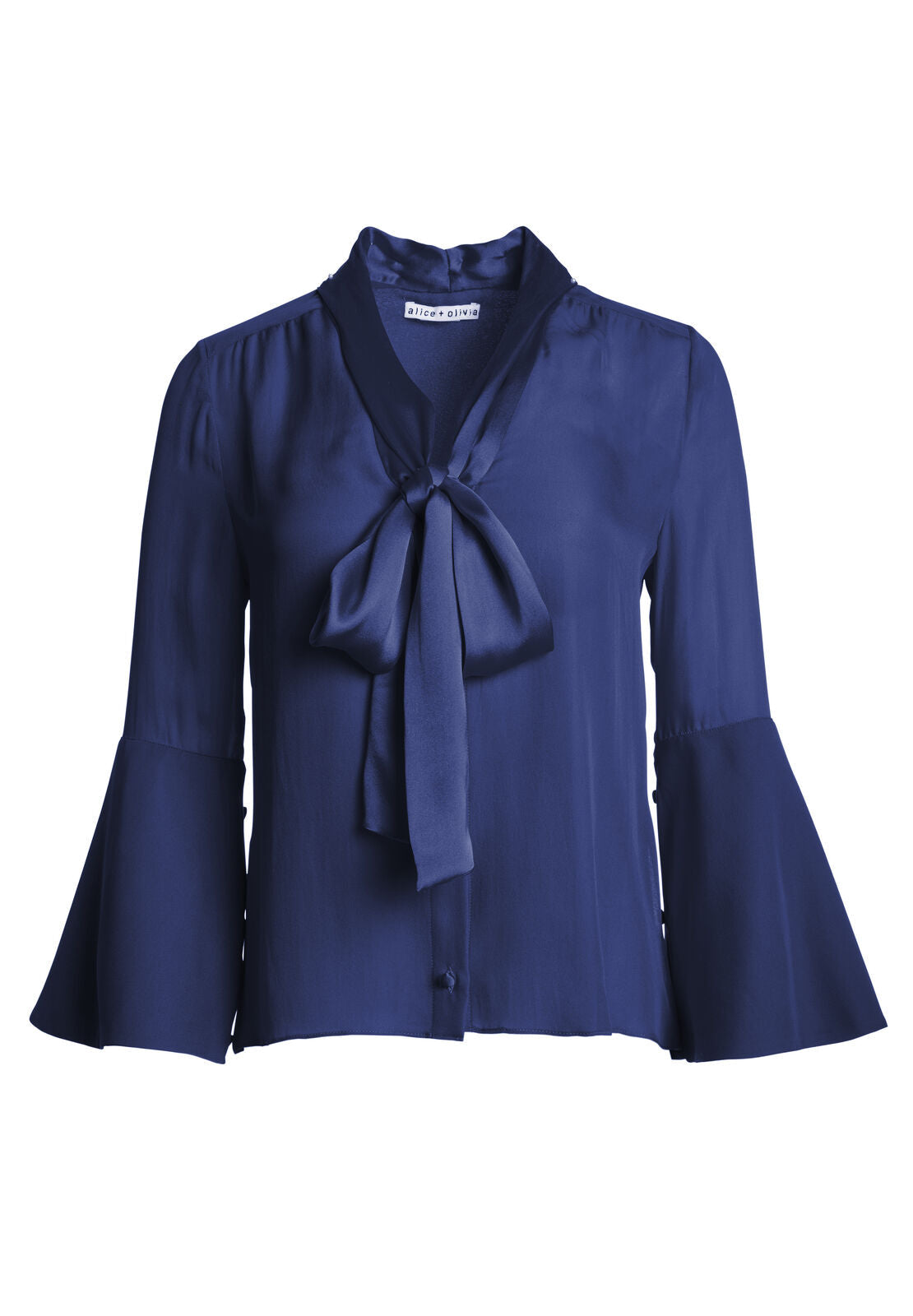 MERIDETH SLT SLV TIE NK BTNDWN-ALICE + OLIVIA