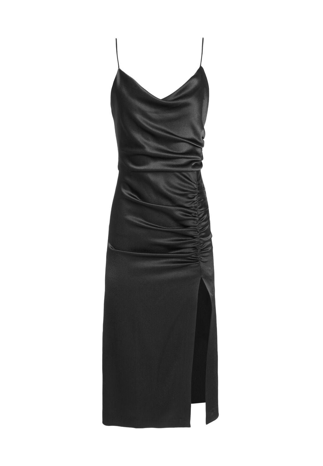 DION RUCHED MIDI SLIP DRESS