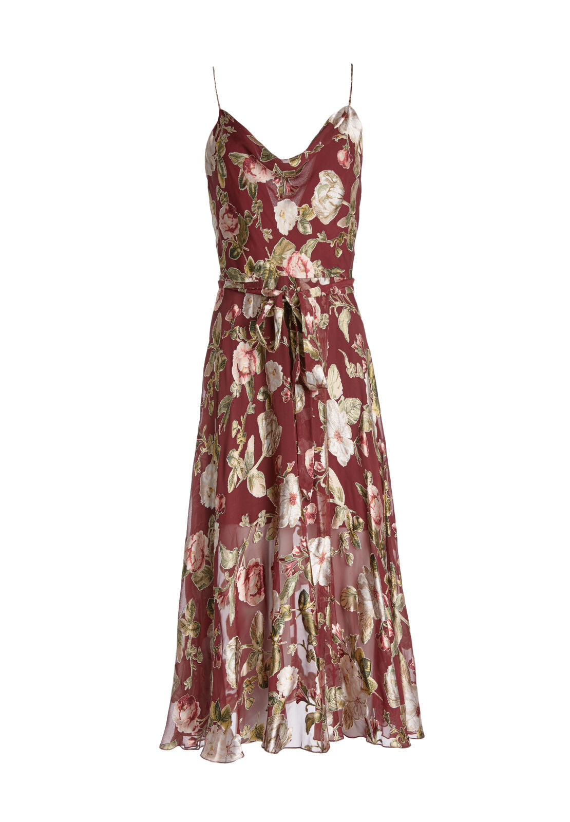 HEATHER COWL NK MIDLENGTH DRS-HAZY FLORAL-WINE-ALICE + OLIVIA
