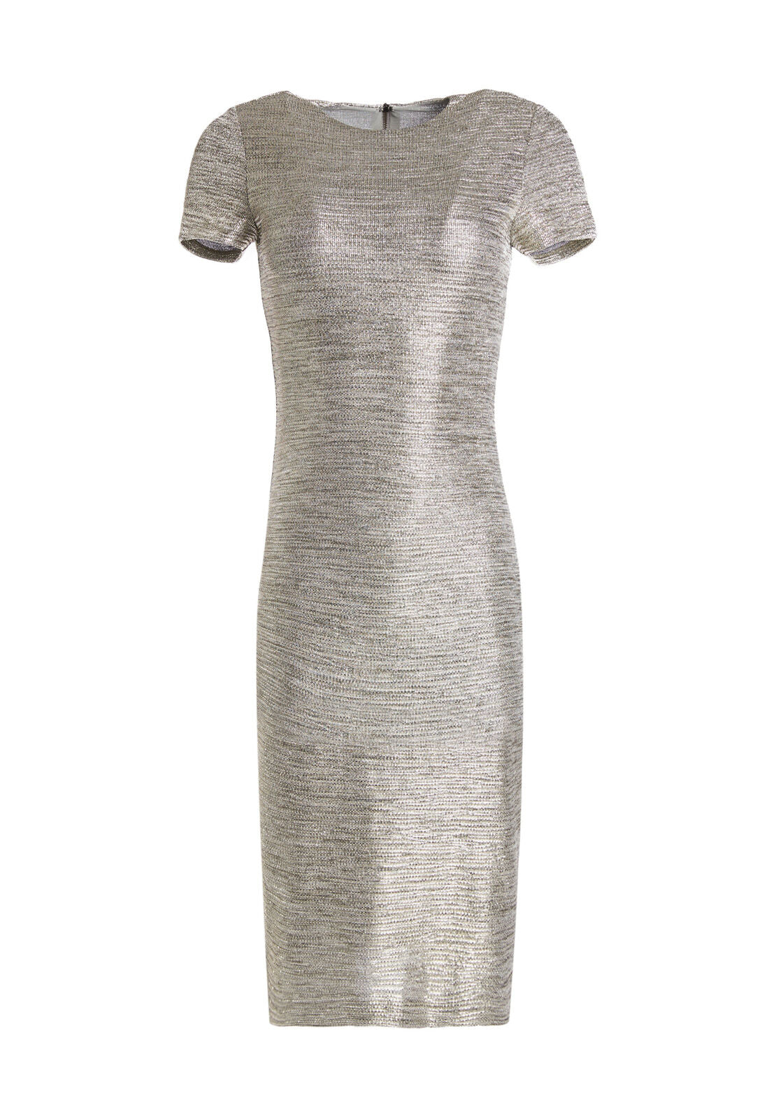 DELORA SS FITTED DRESS-SILVER FOIL-ALICE + OLIVIA