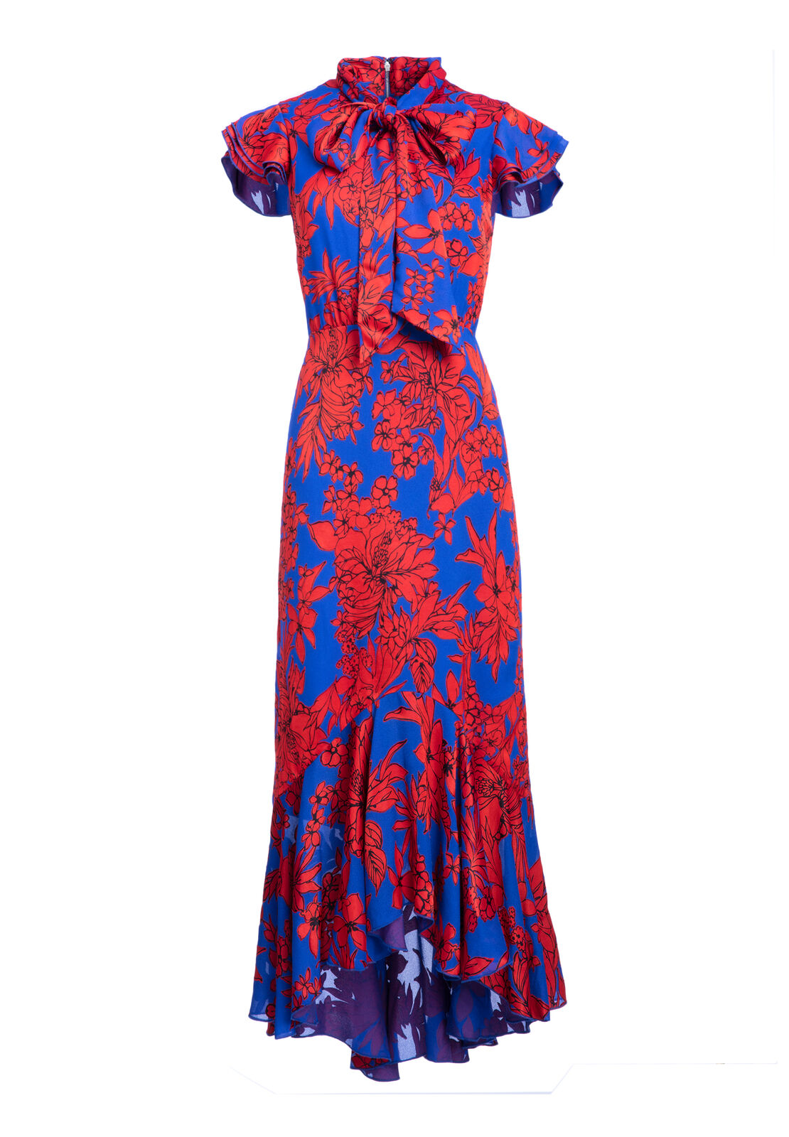 GRETA RUFFLE HEM MIDI DRESS-FANCY FLORAL-ALICE + OLIVIA
