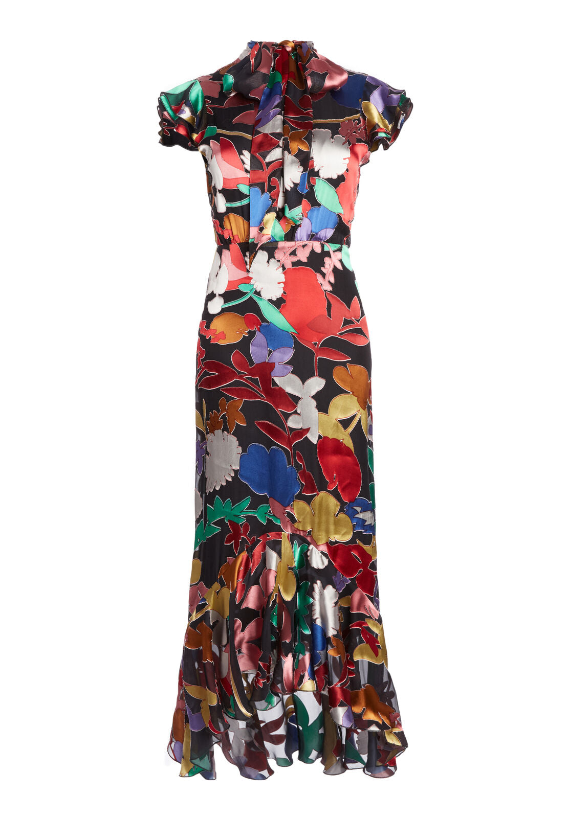 GRETA RUFFLE HEM MIDI DRESS-ALICE + OLIVIA