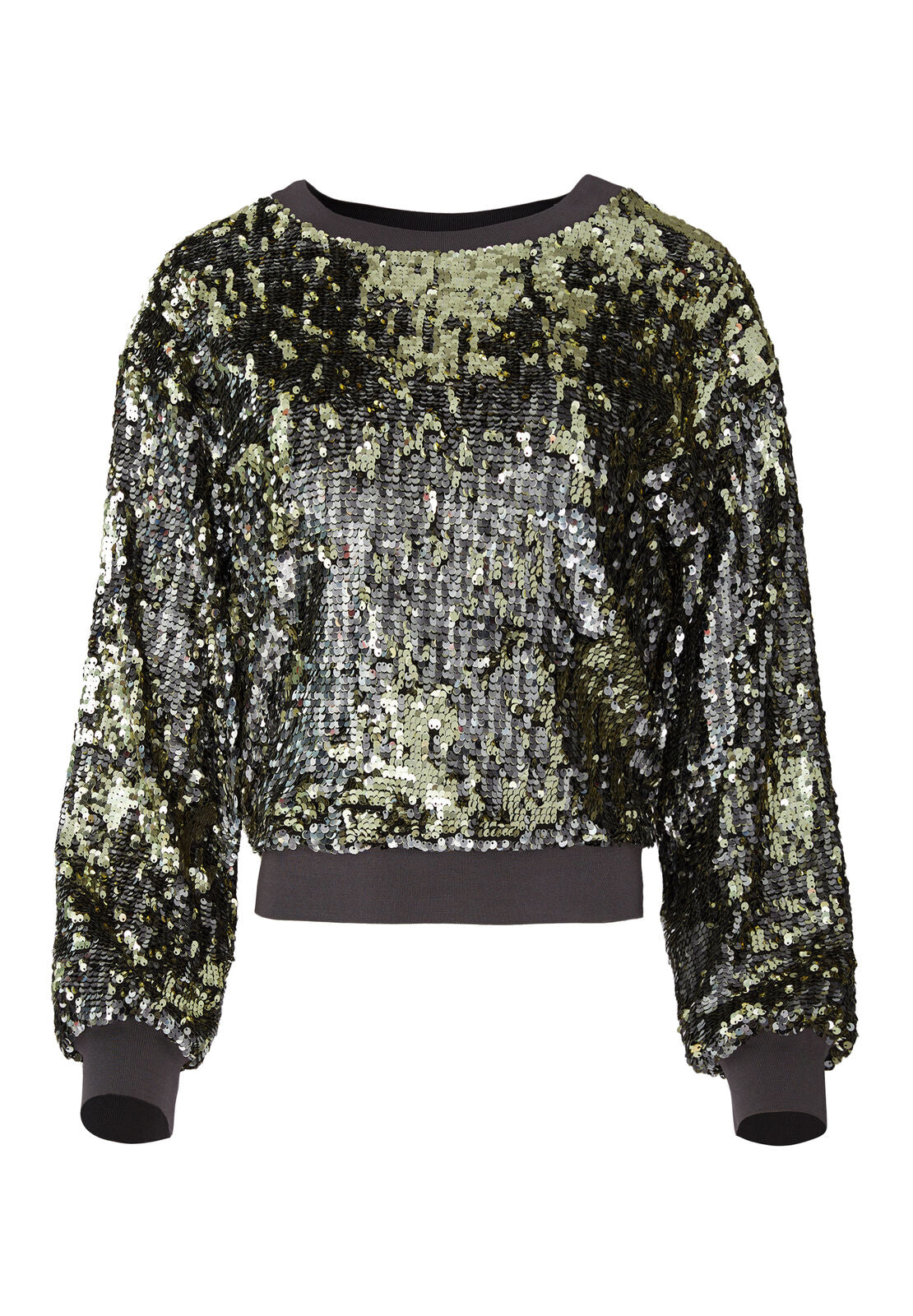 SMITH EMBL RIBTRIM CROP SWSHRT-ANTIQUE SILVER-ALICE + OLIVIA