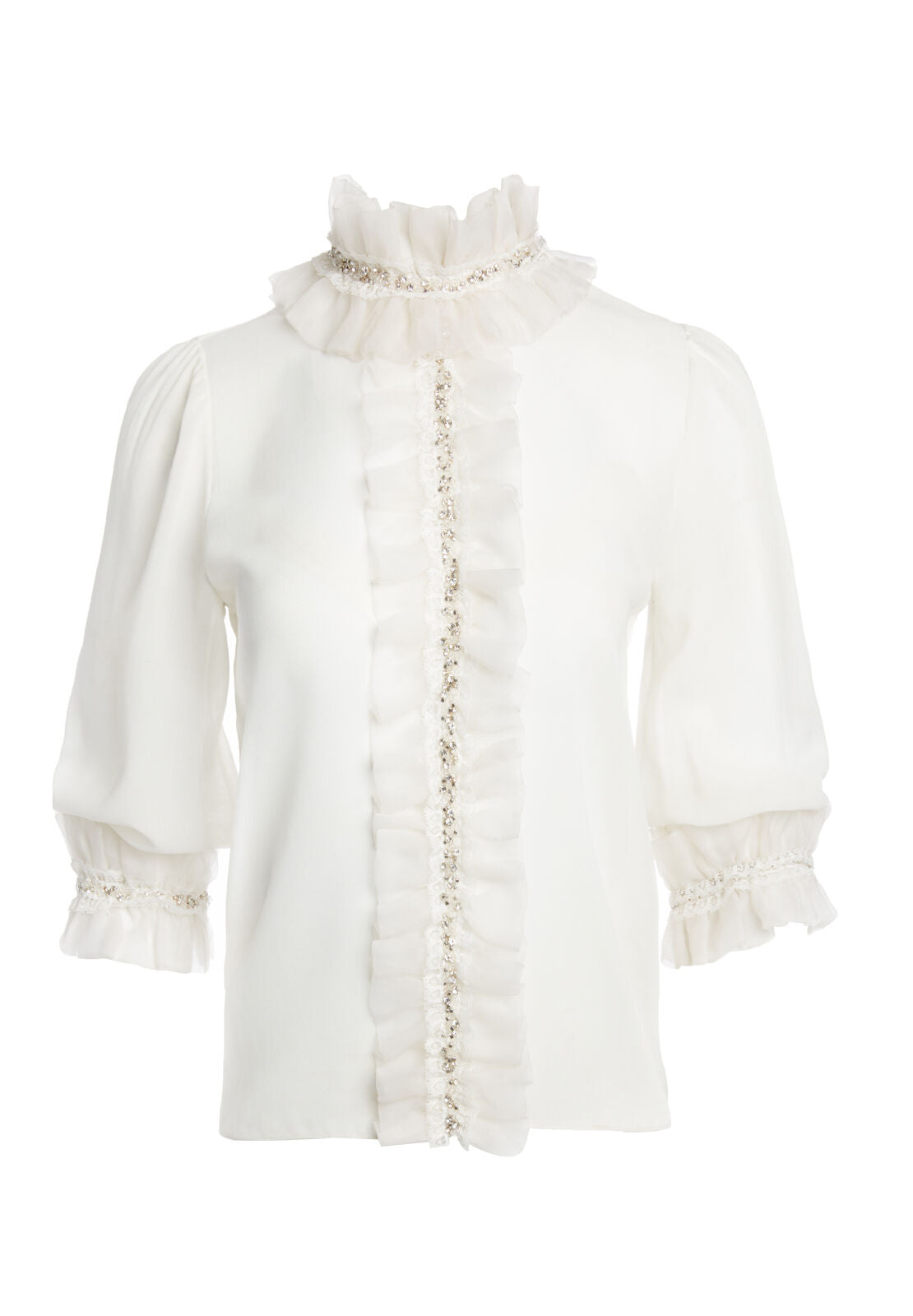 MIRA EMBELL BOXY RUFFLE BLOUSE-OFF WHITE-ALICE + OLIVIA