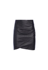 FIDELA LTHR DRAPED MINI SKIRT-Black-ALICE + OLIVIA