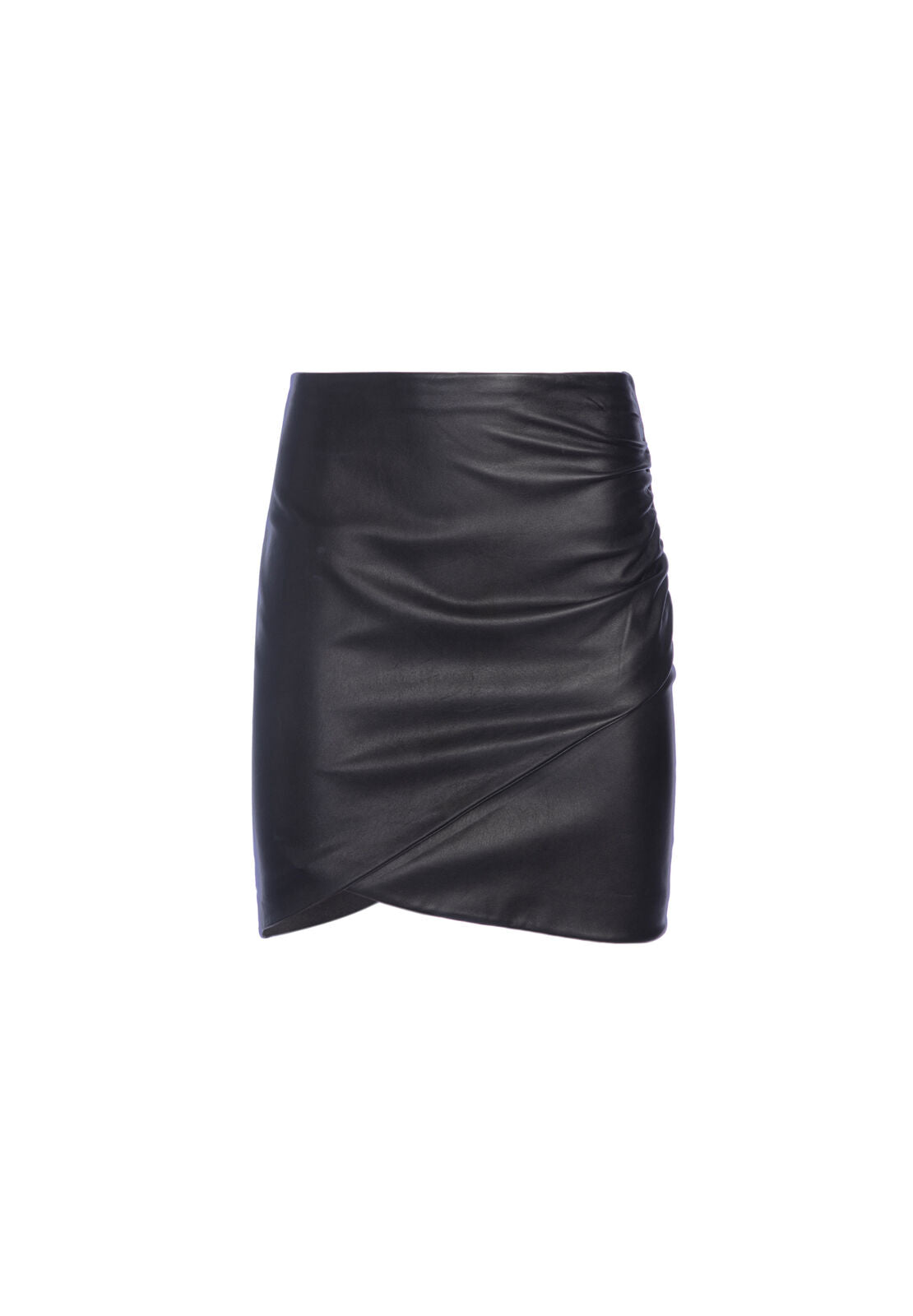 FIDELA LTHR DRAPED MINI SKIRT-Black-ALICE + OLIVIA