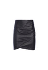 FIDELA LTHR DRAPED MINI SKIRT-Black-ALICE + OLIVIA