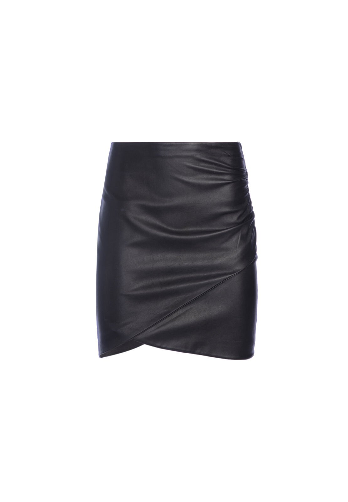 FIDELA LTHR DRAPED MINI SKIRT-Black-ALICE + OLIVIA