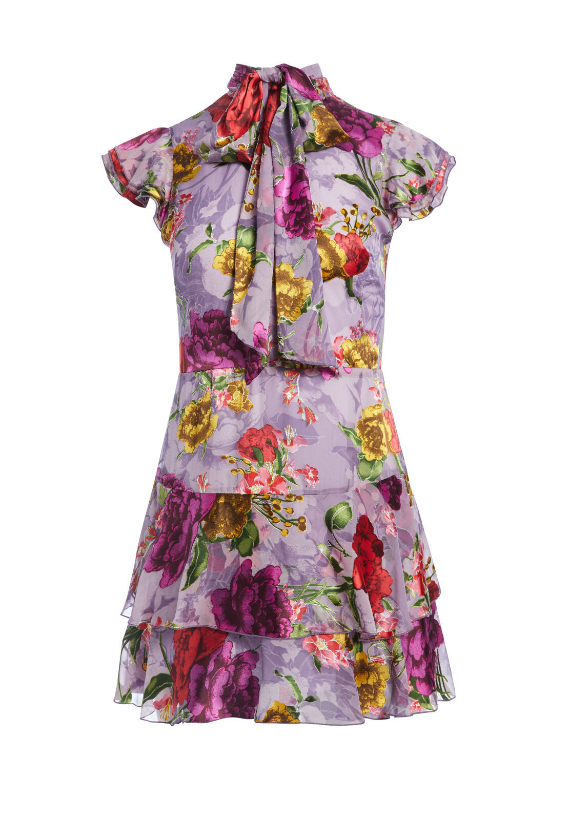 LASHAY TIE NK SHORT RUFFLE DRS-ALICE + OLIVIA