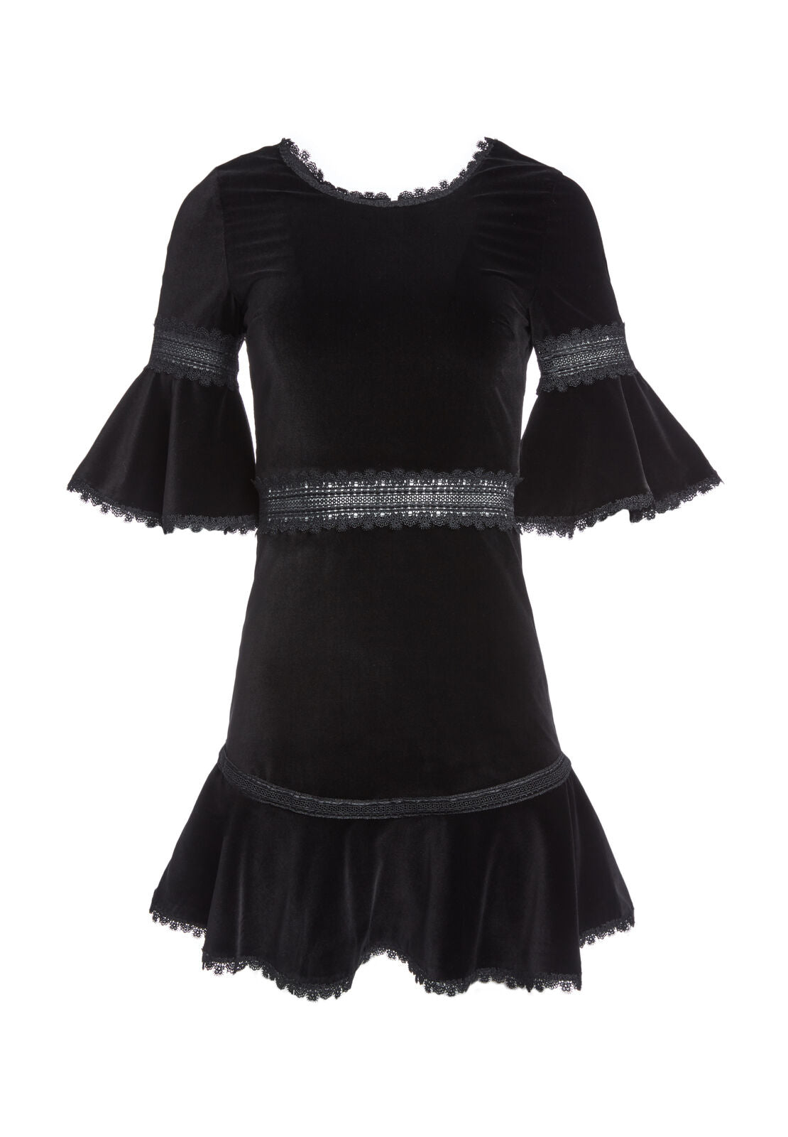 DOLORIS SHRT TRPT SLV FIT FLR-Black-ALICE + OLIVIA