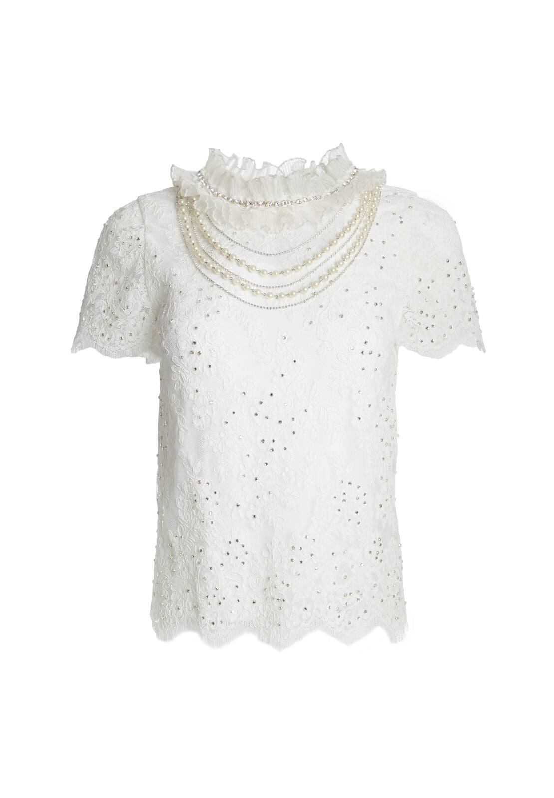 SARINA EMBELL SS LACE TOP-ALICE + OLIVIA