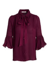 MAXIMA RUFFLE SLV TIE NK BTN-CURRANT-ALICE + OLIVIA