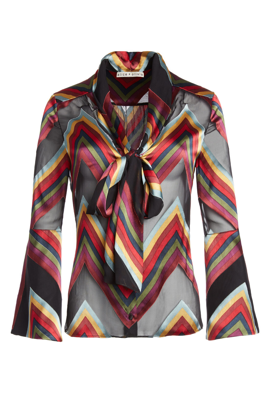 MERIDETH SLIT SLV TIE NK BTN-ALICE + OLIVIA