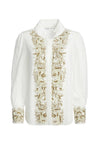 ZITA EMBELL BTN UP BLOUSE-OFF WHITE/GOLD-ALICE + OLIVIA