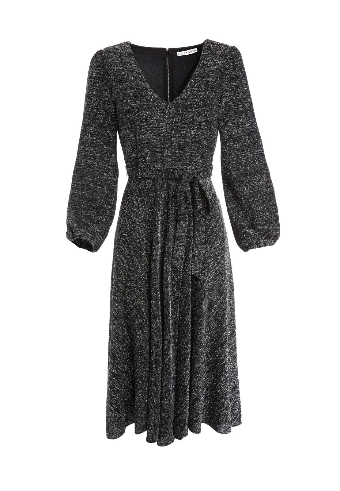 COCO PLUNGING METALLIC MIDI DRESS-ALICE + OLIVIA