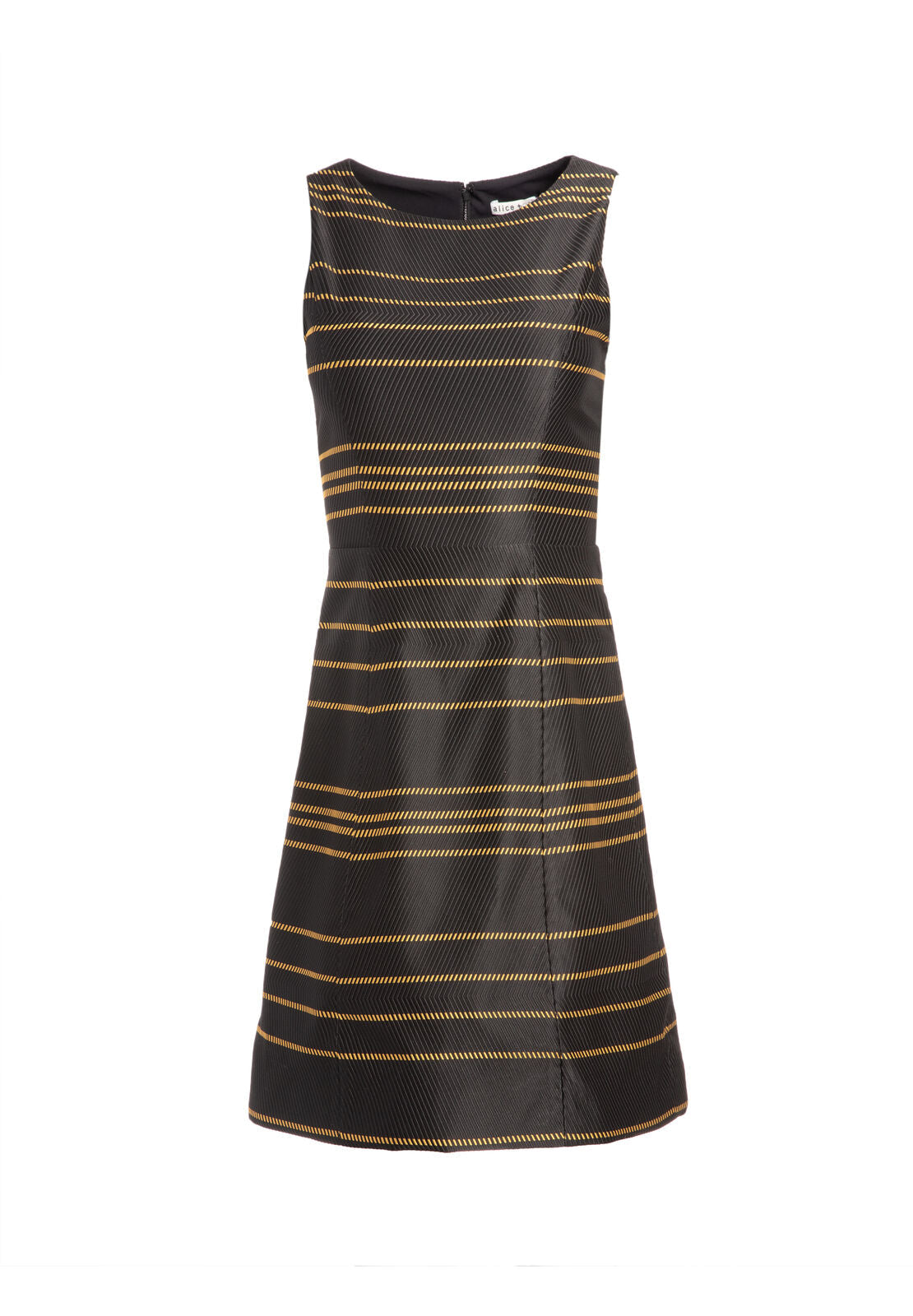 LINDSEY STRUCTURED POUF DRESS-BLACK / YELLOW-ALICE + OLIVIA
