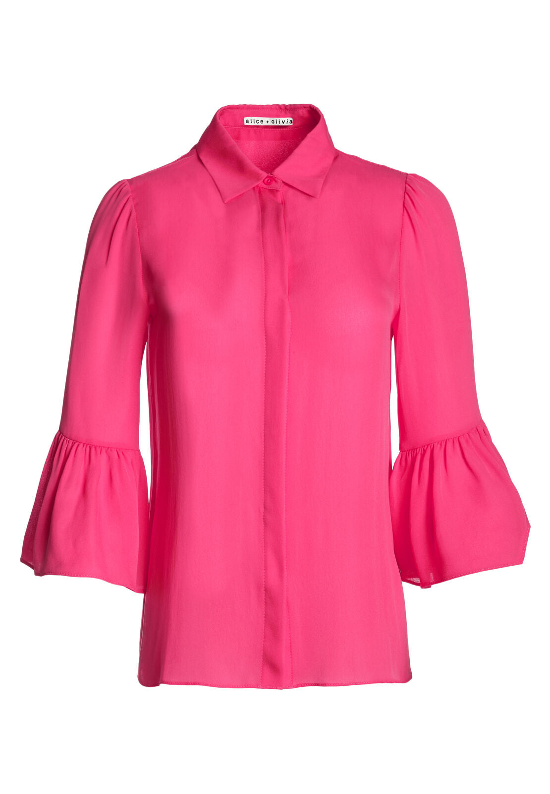 MONROW RUFFLE SLV BTN DWN-ALICE + OLIVIA