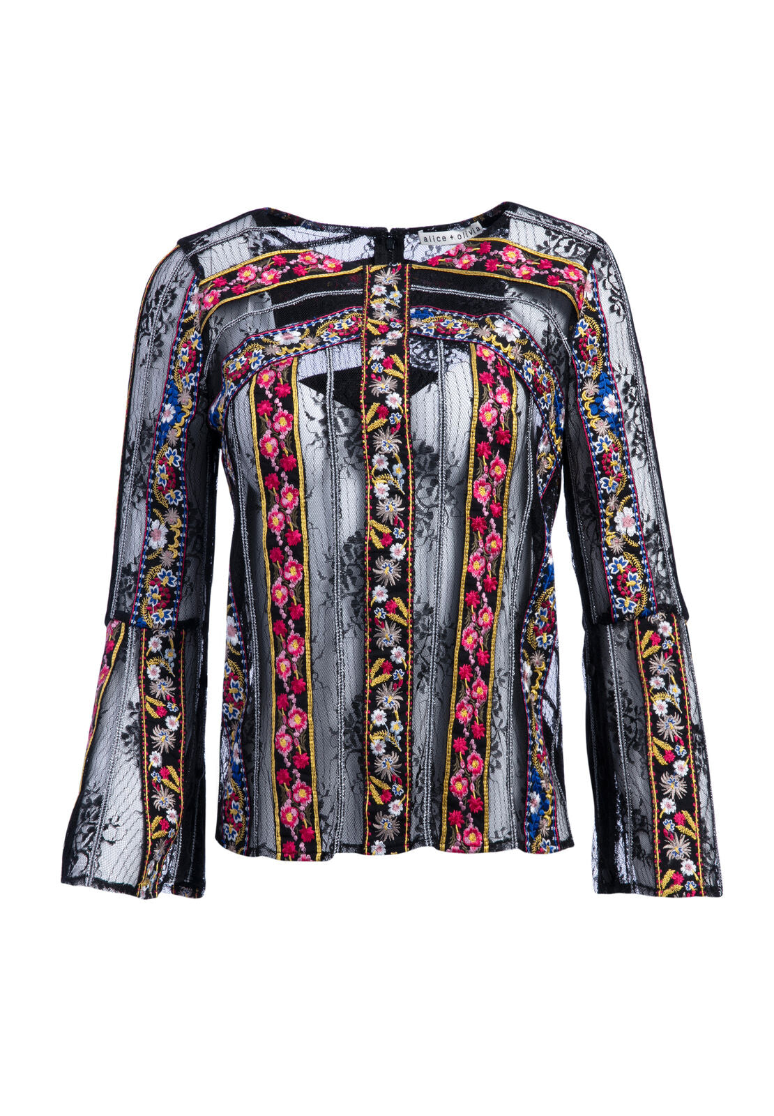 LARUE EMBROIDERED SLIT SLEEVE TOP-ALICE + OLIVIA