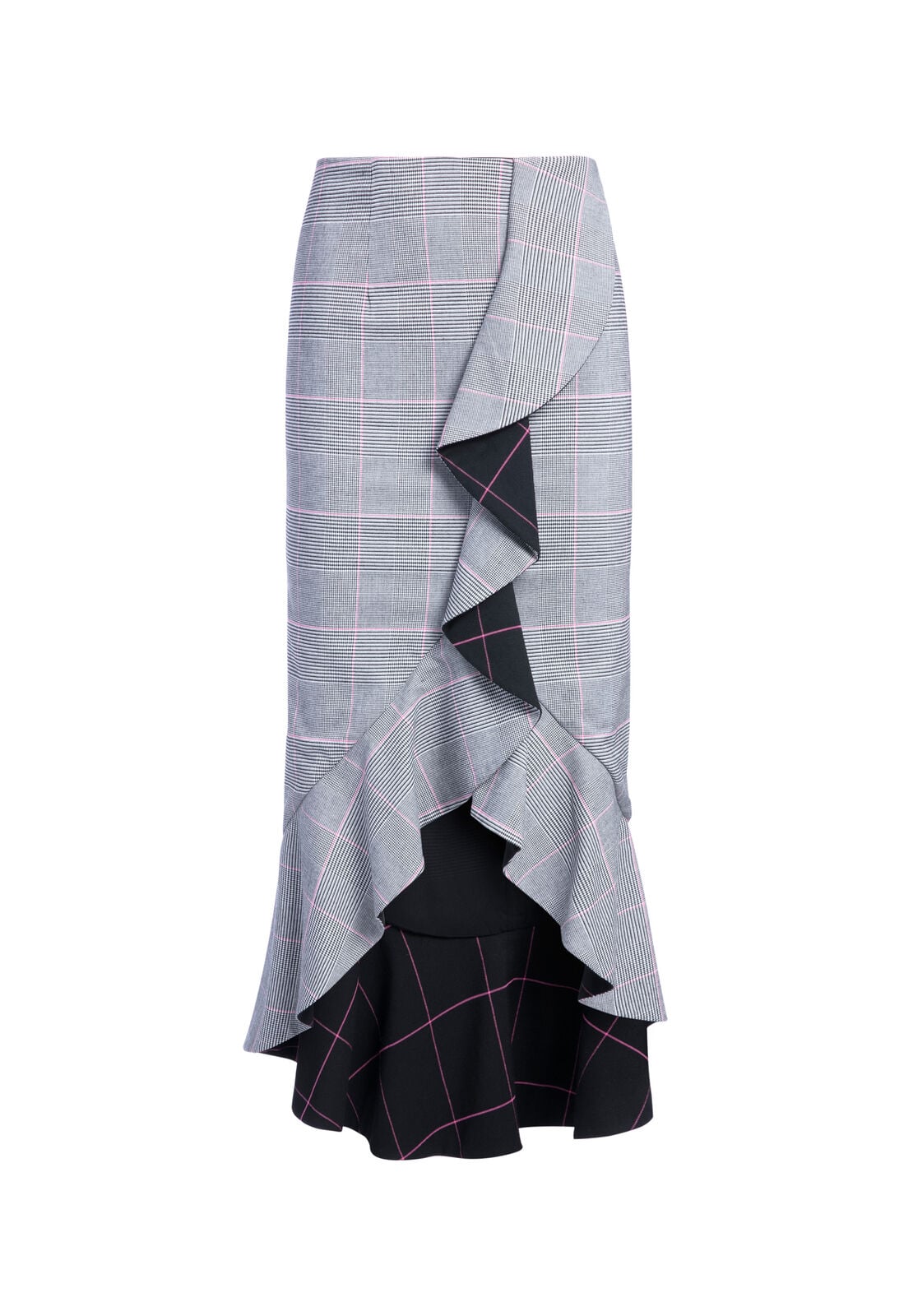 SHANTELL RUFFLE MIDI SKIRT-BLACK/MULTI-ALICE + OLIVIA