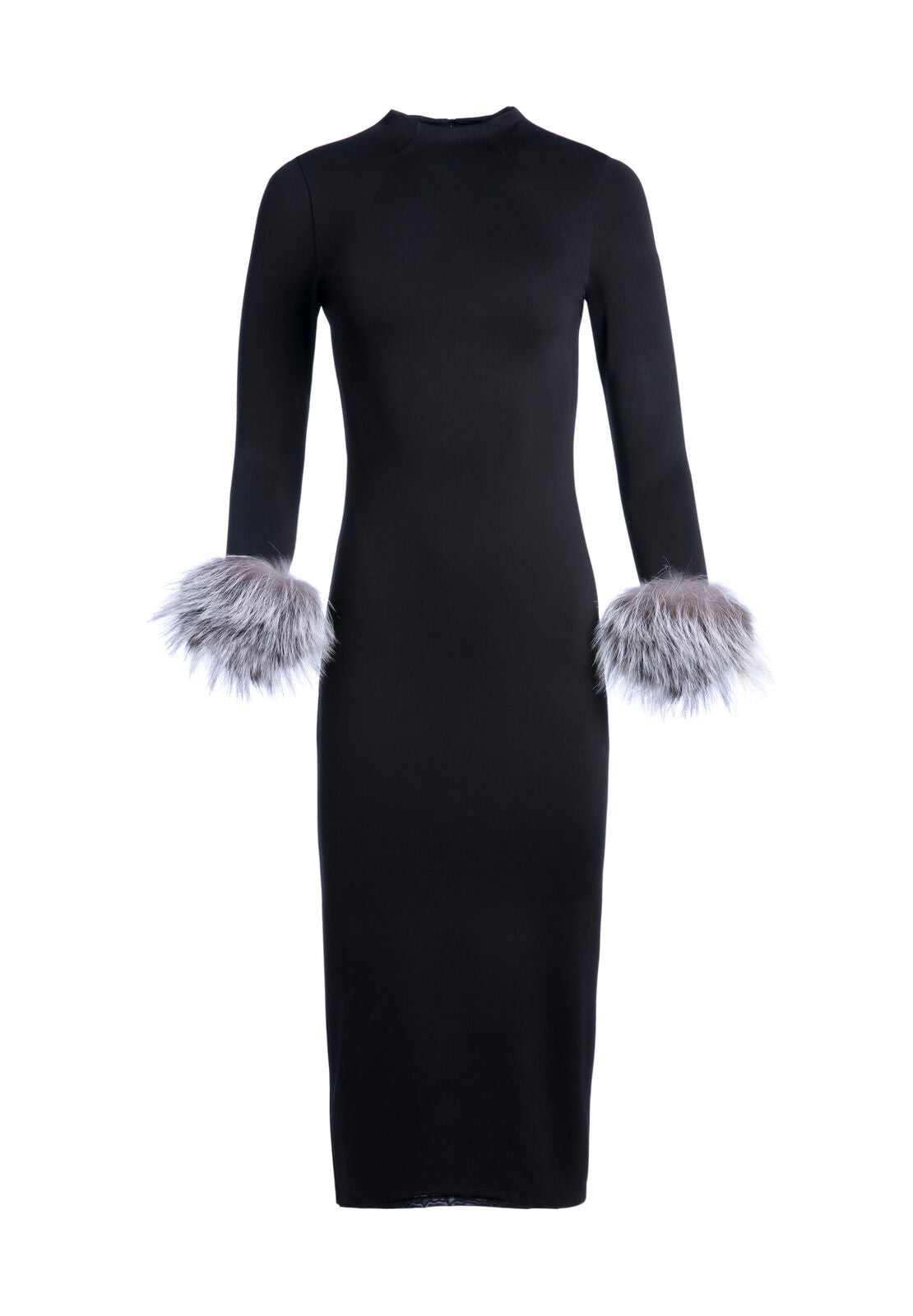 DELORA FUR CUFF MIDI DRESS-ALICE + OLIVIA