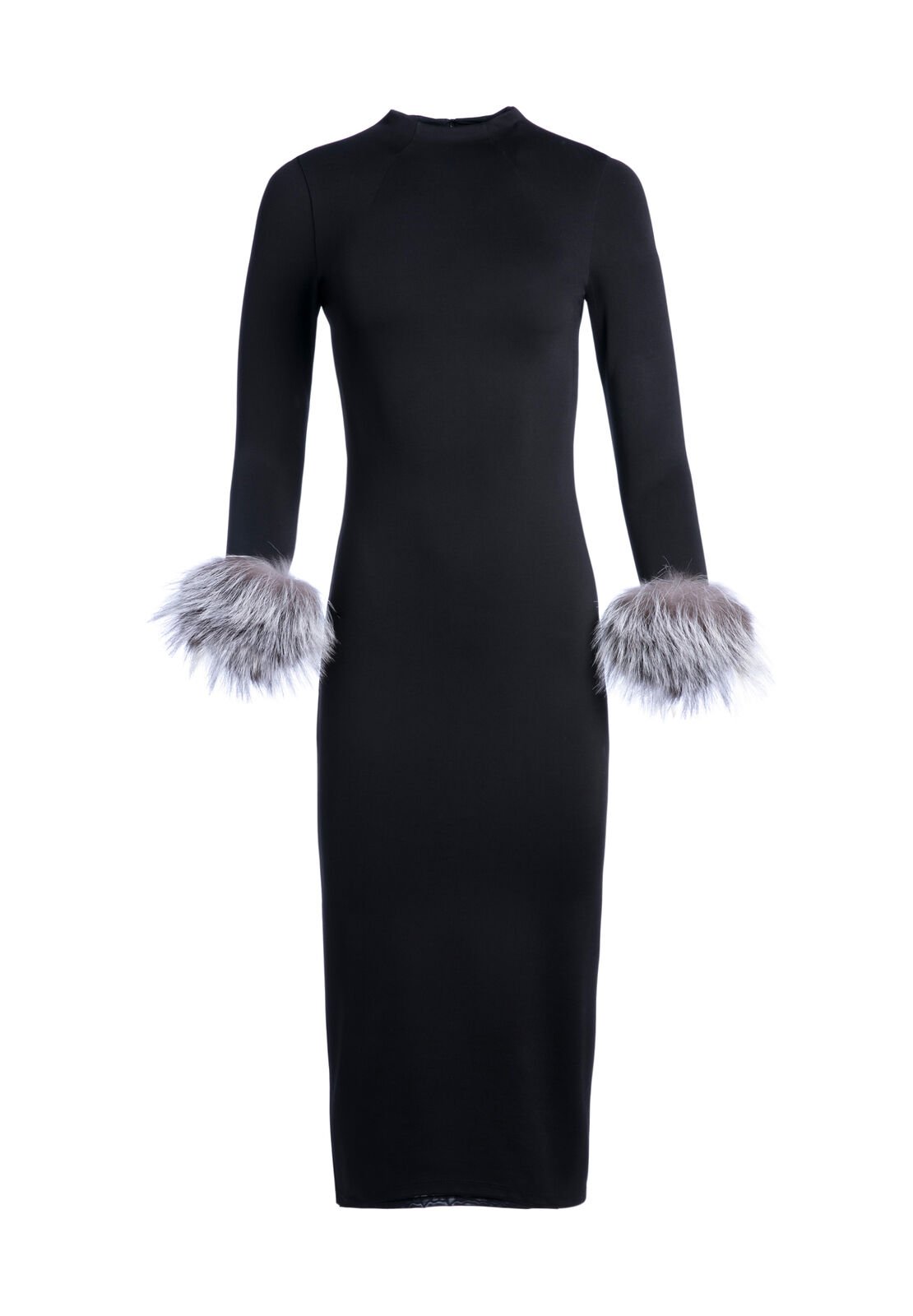 DELORA FUR CUFF MIDI DRESS-ALICE + OLIVIA