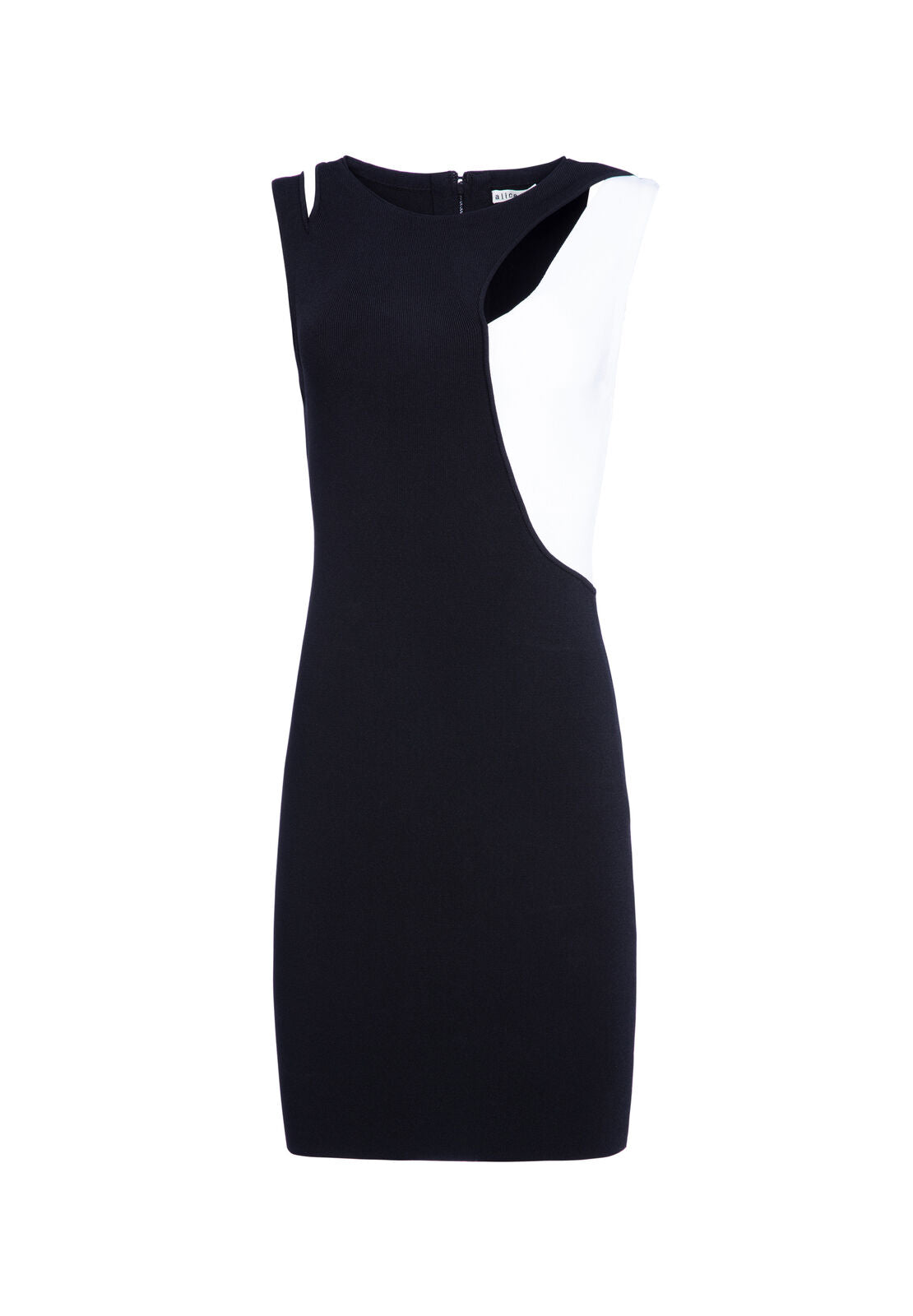 KARLA COLOR BLOCK MINI DRESS-BLACK/WHITE-ALICE + OLIVIA