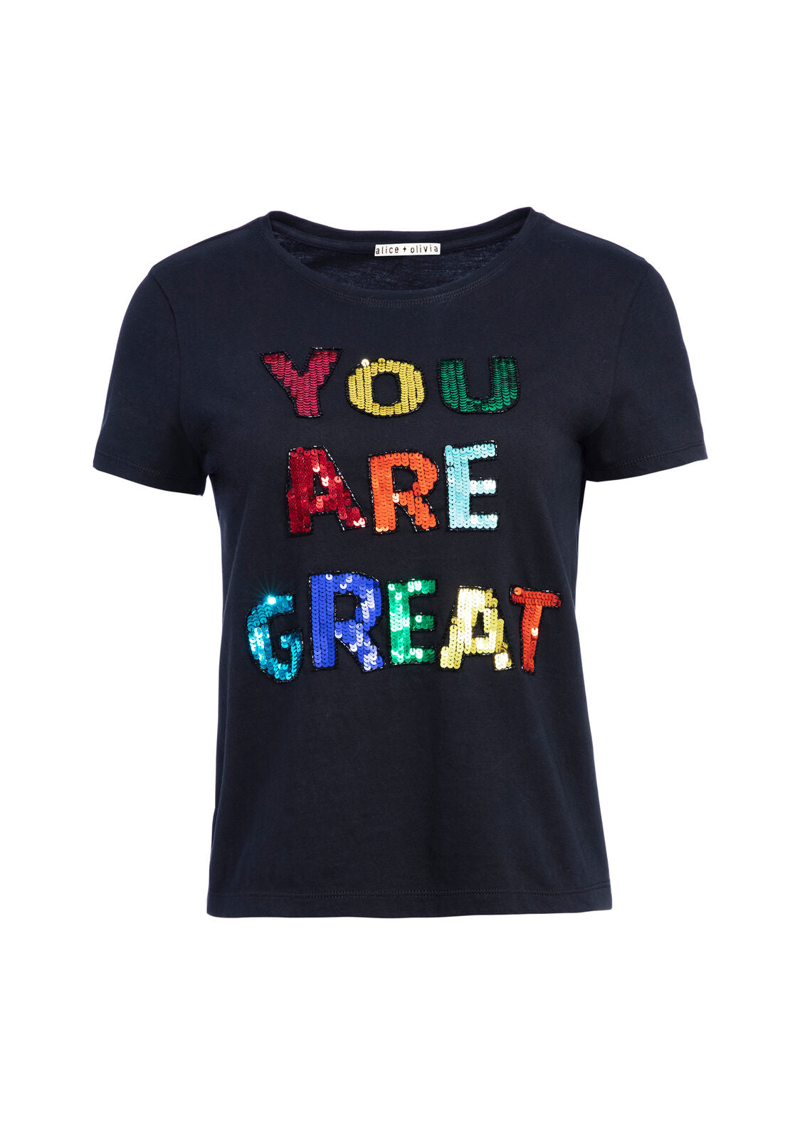 RYLYN SEQUIN CREW NECK TEE-ALICE + OLIVIA