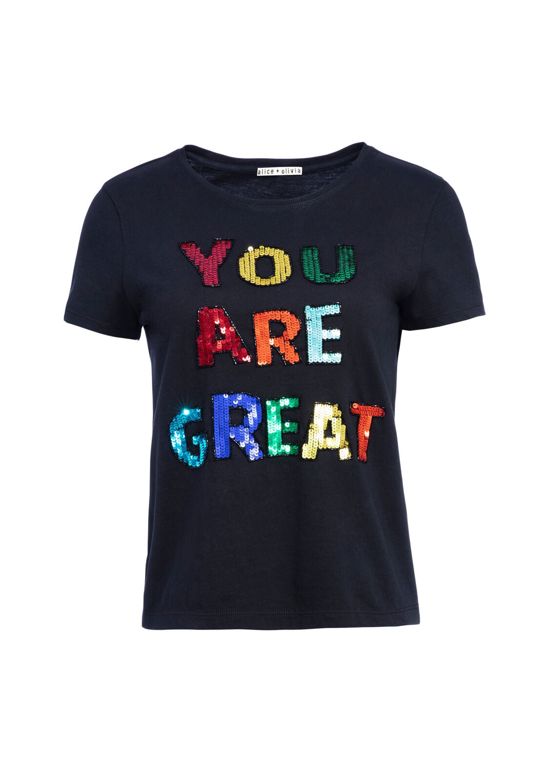 RYLYN SEQUIN CREW NECK TEE-ALICE + OLIVIA