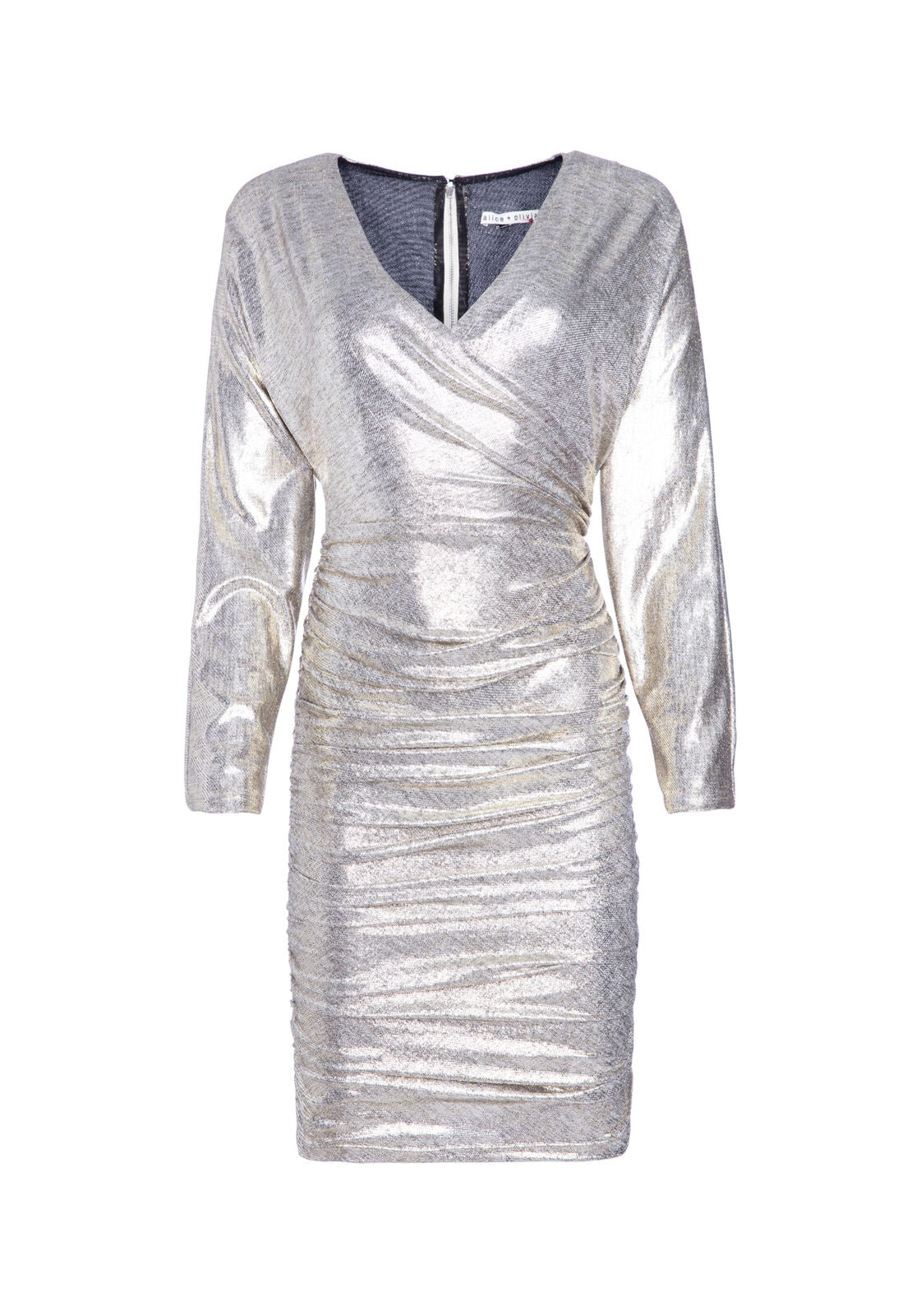 PACE BAT WING SILVER MINI DRESS-ALICE + OLIVIA
