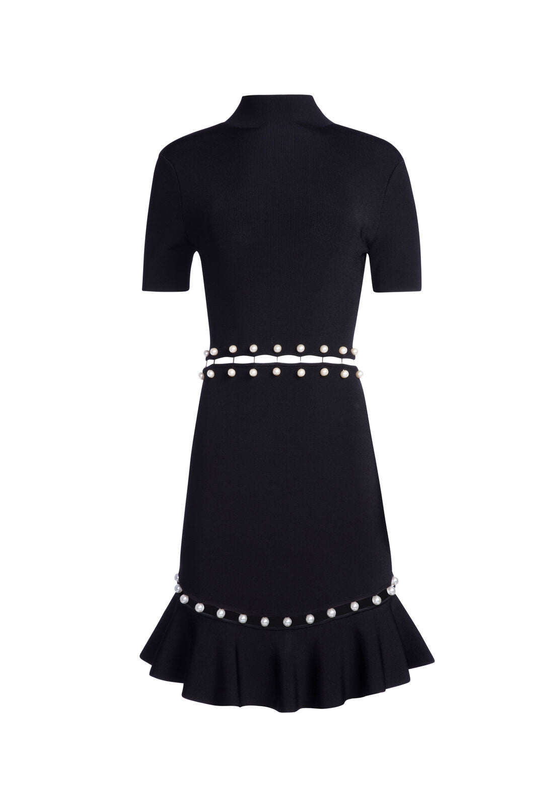 EVELYN MOCK NK SS FITFLR DRE-Black-ALICE + OLIVIA