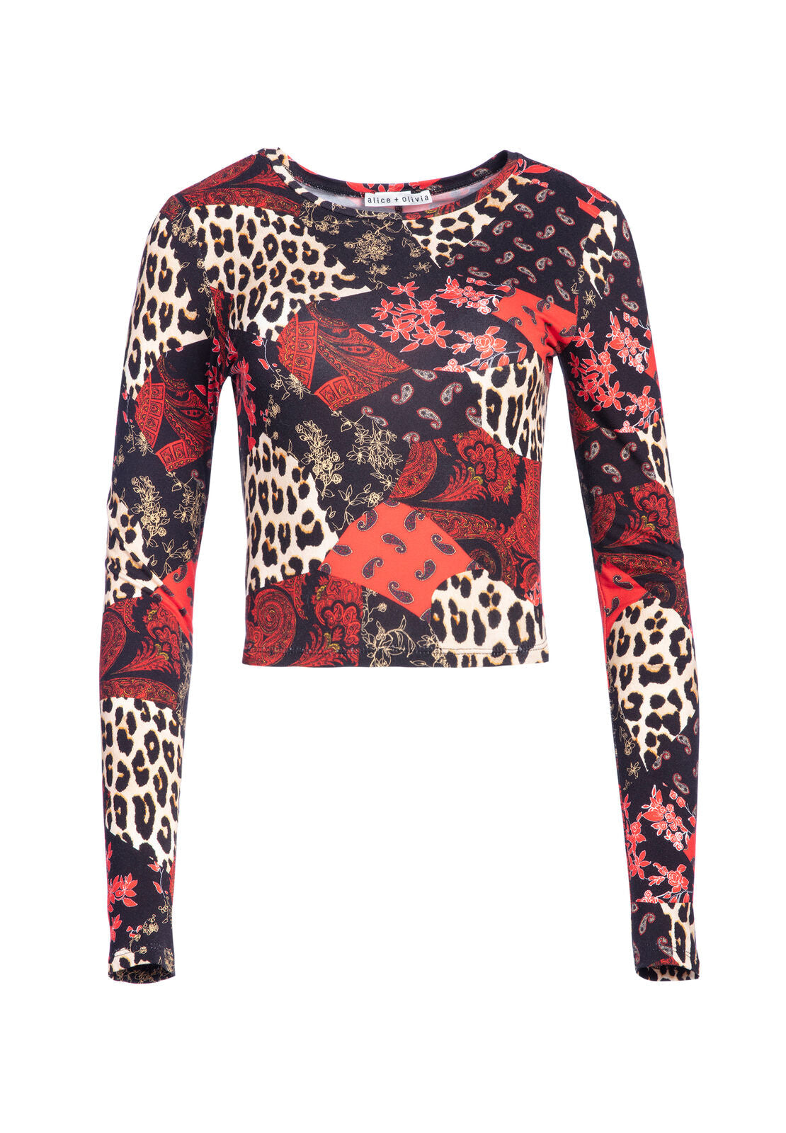 DELAINA LS CREW NK CROP TOP-ALICE + OLIVIA
