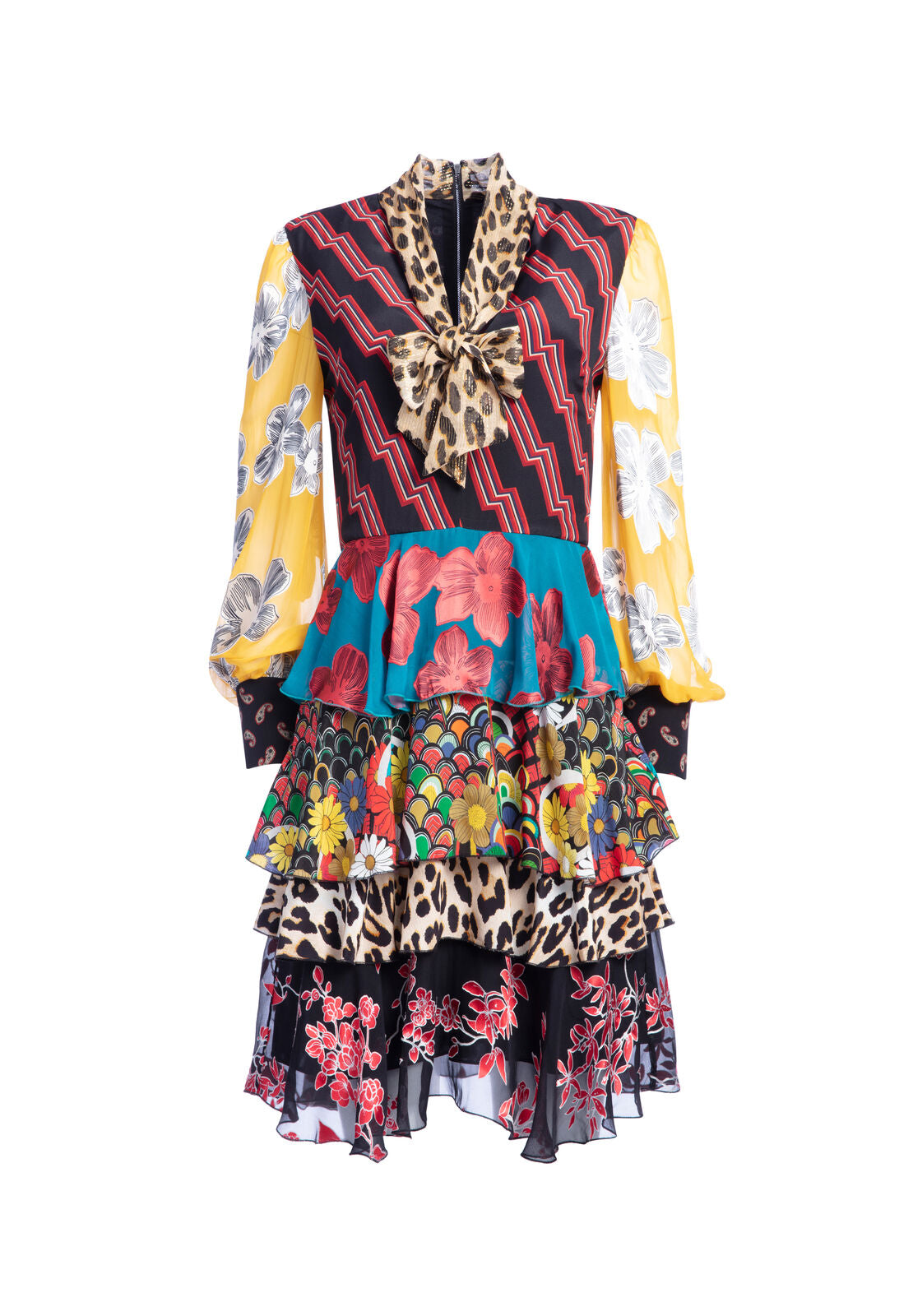 DASHA TIERD RFL TIE NK MID DRE-ALICE + OLIVIA