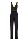 JERI V-NECK JUMPSUIT-BLACK/NEON YELLOW-ALICE + OLIVIA