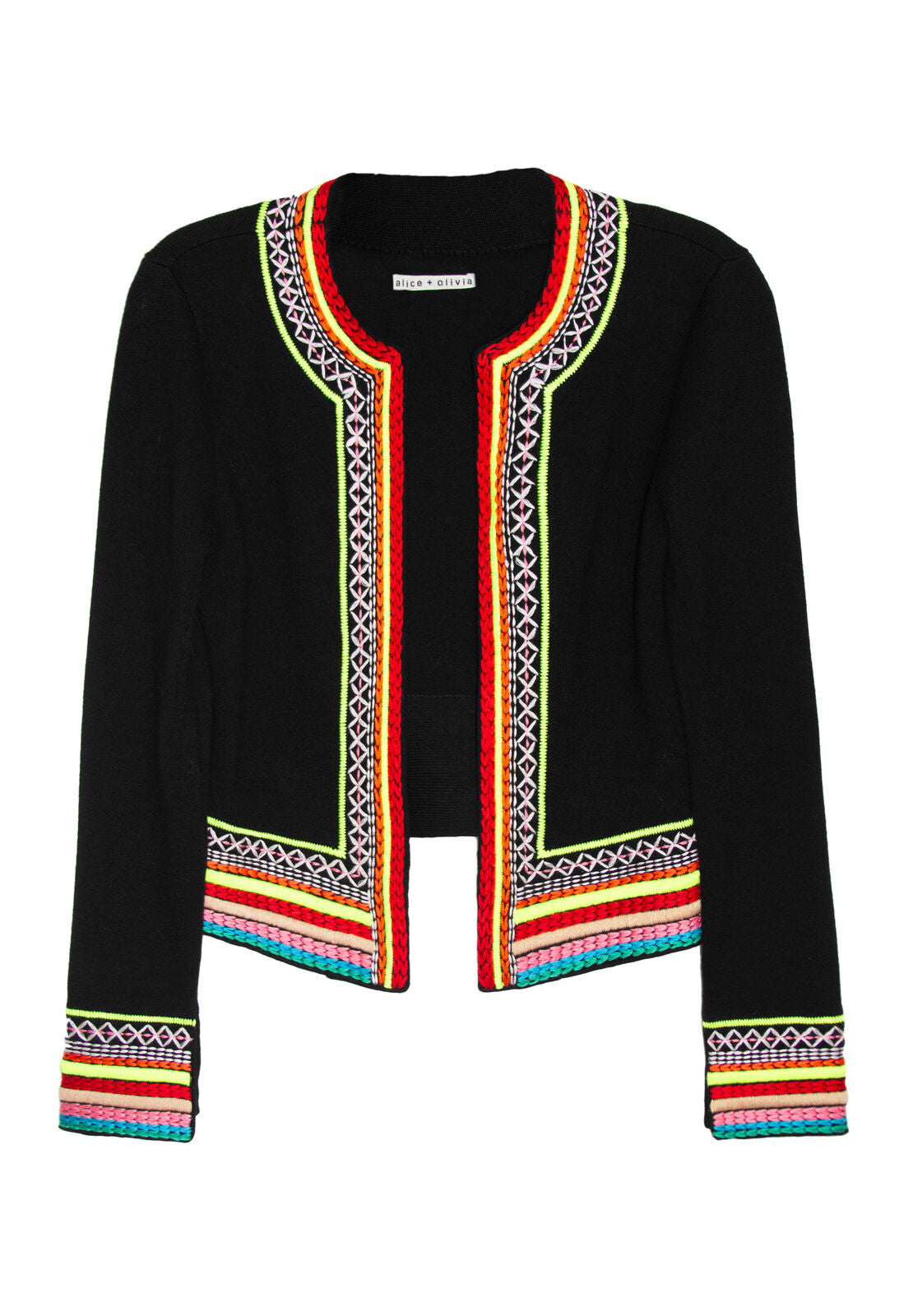 MEEMEE EMBR CARDIGAN-BLACK/MULTI-ALICE + OLIVIA