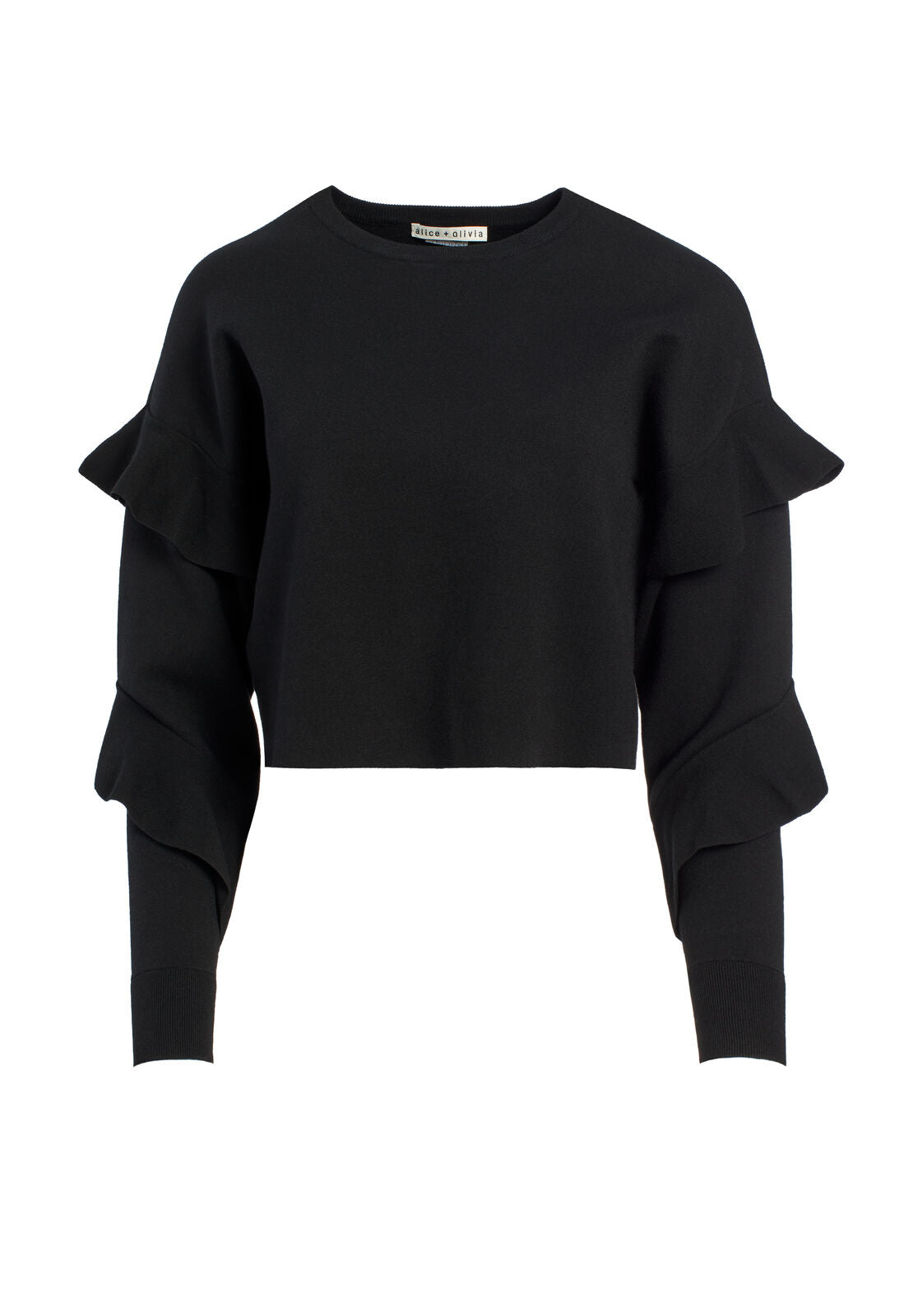 NETTIE RUFFLE SLV CREW NK SWTR-ALICE + OLIVIA