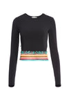 DELAINA EMBR LS CROP TOP-ALICE + OLIVIA