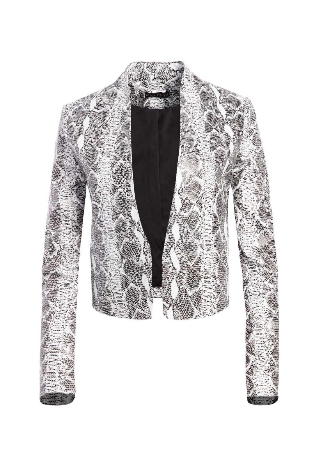 NEW HARVEY LTHR OPEN JACKET-BLACK/WHITE-ALICE + OLIVIA