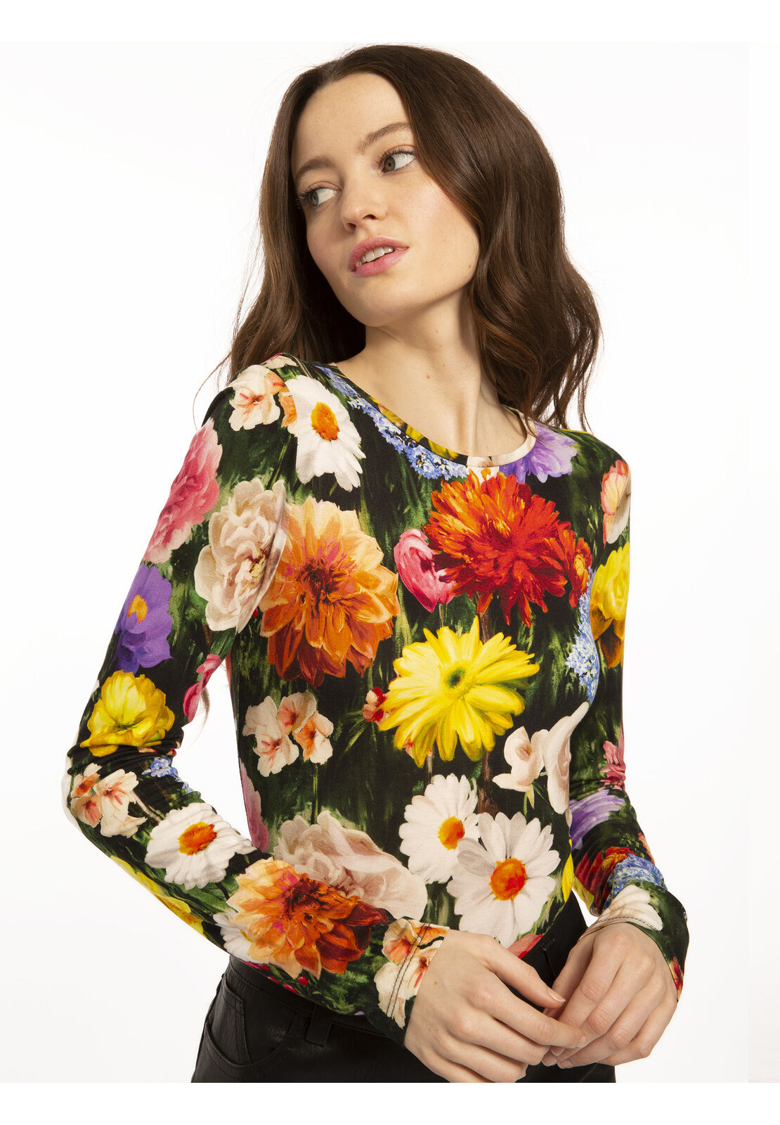 DELAINA LS CREW NK CROP TOP-ALICE + OLIVIA