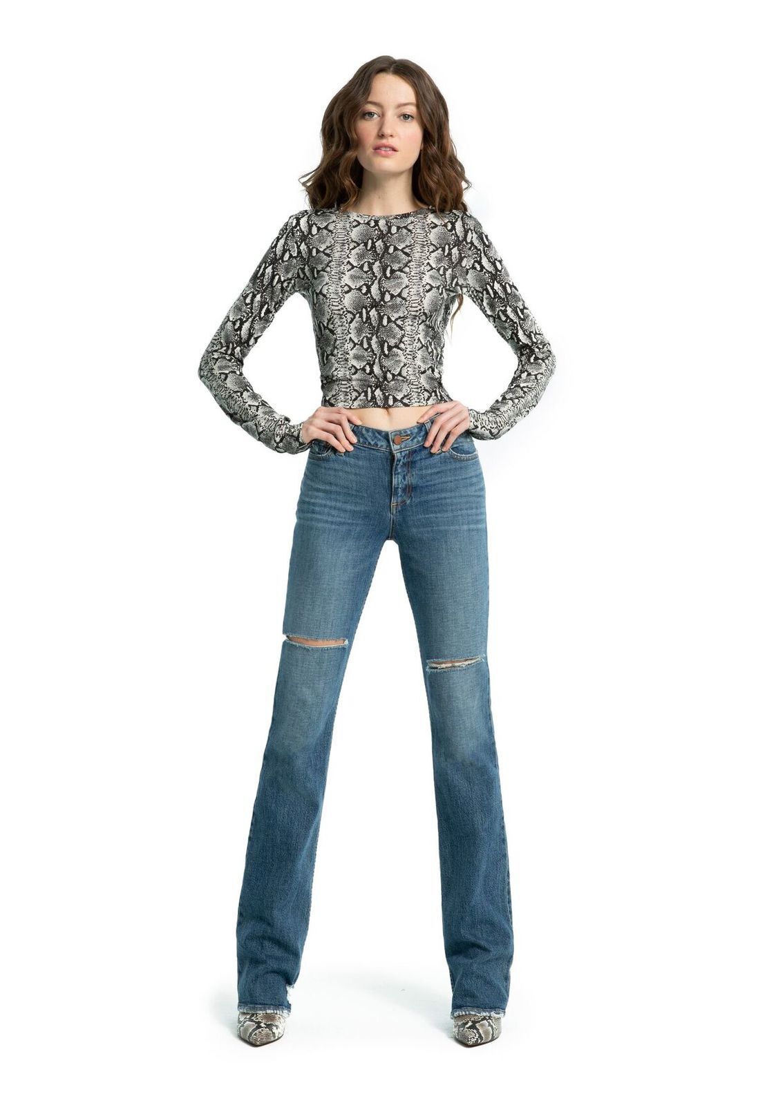 DELAINA LS CREW NK CROP TOP-ALICE + OLIVIA