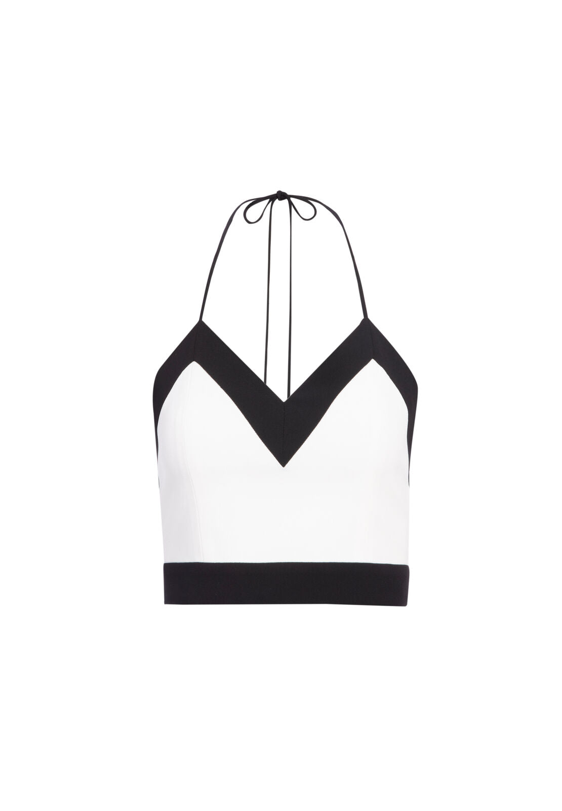 ARCHER CROPPED HALTER TOP-OFF WHITE/BLACK-ALICE + OLIVIA